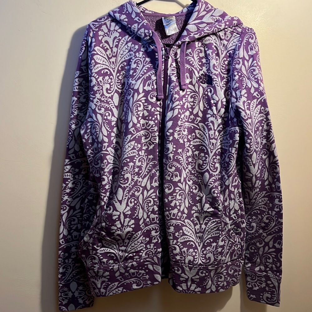 The North Face purple pattern zip hoodie - XL